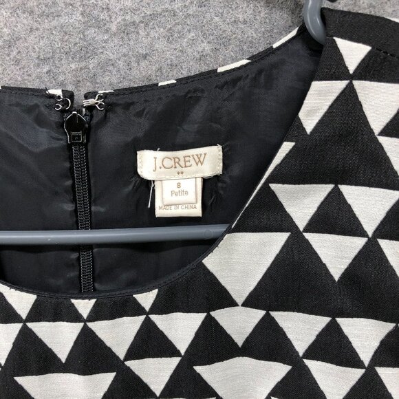 J. Crew Sheath Dress 8P Black White Sleeveless Geometric Print A-Line Career - Picture 5 of 10
